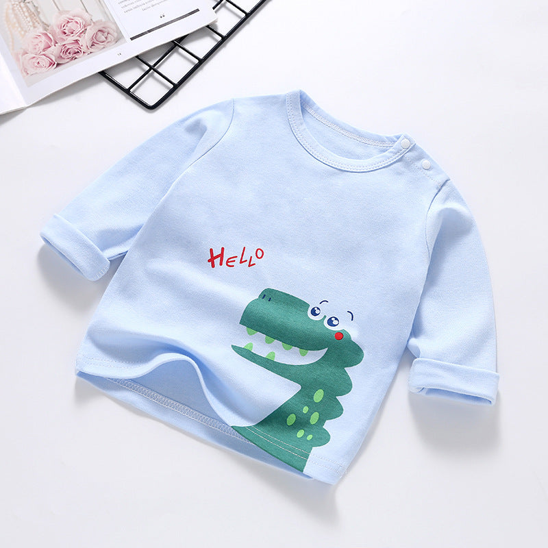 Baby's pure cotton t-shirt, new spring and autumn collection, infant cartoon top, unisex baby single piece, baby long sleeve
