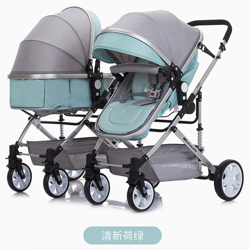 Baby stroller: lightweight, foldable, high-view, shock-absorbing, reversible, suitable for newborns and infants