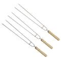 Stainless steel baking needle bbq double-headed fork wooden handle u-shaped barbecue fork chicken wing fork lamb skewer skewer barbecue tool