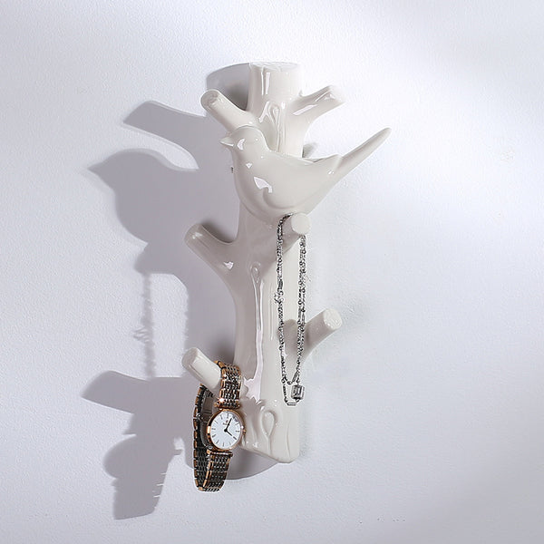 Ceramic glazed hook, vase pendant, bird ornament, cloakroom hook, dried flower ceramic wall non-marking nail hook