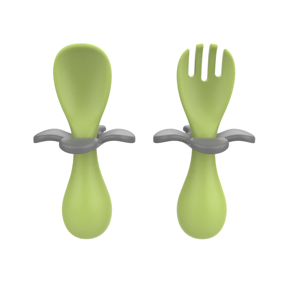 Custom baby short-handled flower training spoon, baby spoon, infant learning to eat supplementary food fork and spoon feeding utensil set