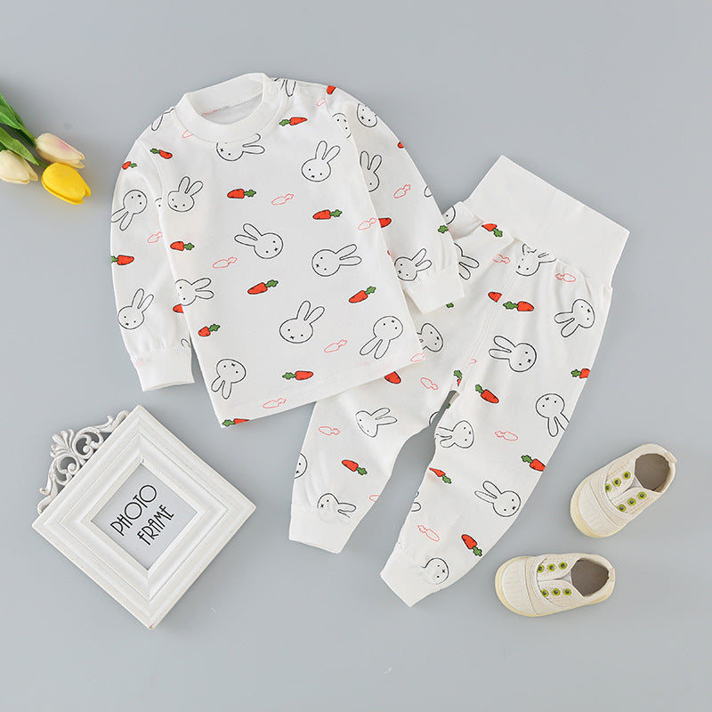 Wholesale high-waisted baby thermal underwear sets, newborn bodysuits, 0-3 years old kids' clothes, boys' and girls' long johns