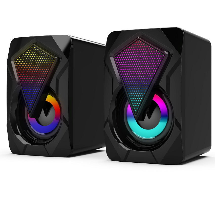 X2 multimedia desktop computer speaker - home office mini rgb colorful usb speaker with wired subwoofer