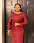 supply of african women's clothing, heavy-duty sequin embroiderlong sleeves banquet wear,   mermaid dress