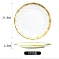 Ins ceramic plate gold rim western food plate household fruit porcelain plate scandinavian bowl plate tableware suit plate black gold