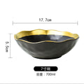 Ins ceramic plate gold rim western food plate household fruit porcelain plate scandinavian bowl plate tableware suit plate black gold