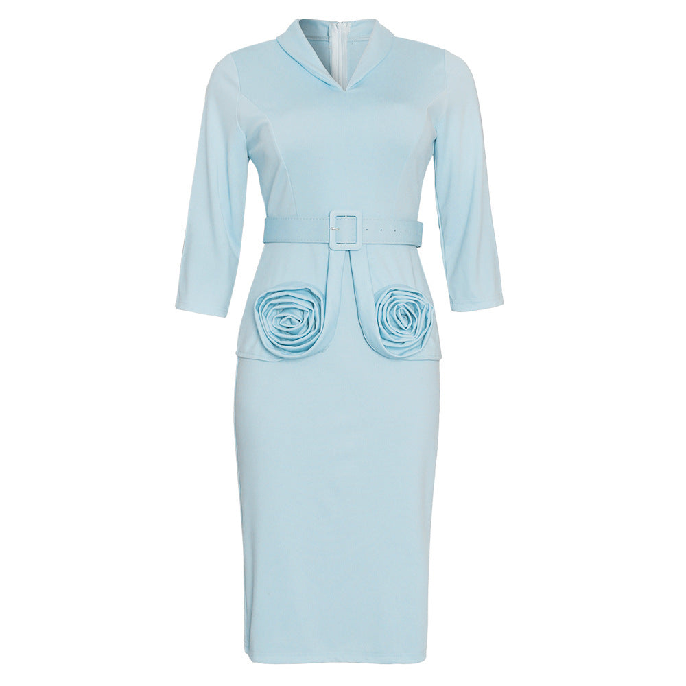 sourcing: african plus-size women's clothing -  hot-selling ol commute pencil skirt professional dress with belt