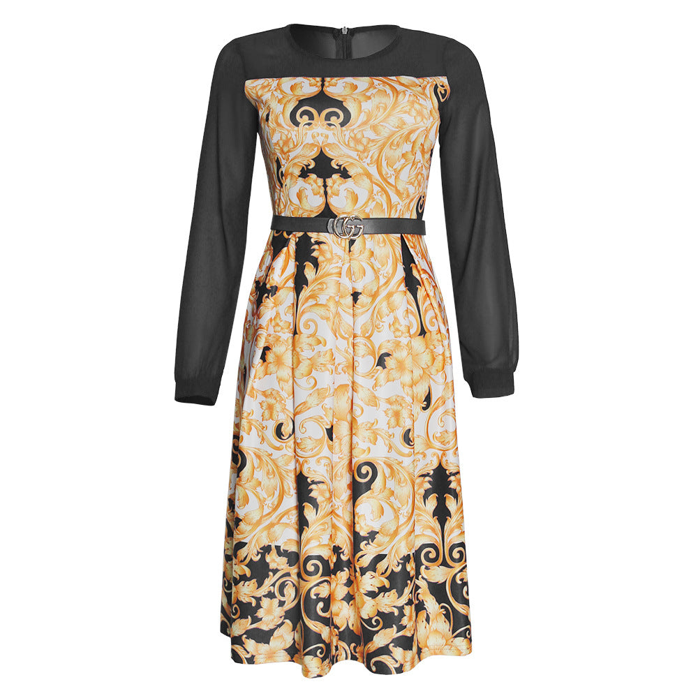 Fashion cross-border export new arrival evening dress  chiffon african plus sizeolwork clothing women's printed dress