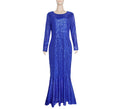 supply of african women's clothing, heavy-duty sequin embroiderlong sleeves banquet wear,   mermaid dress