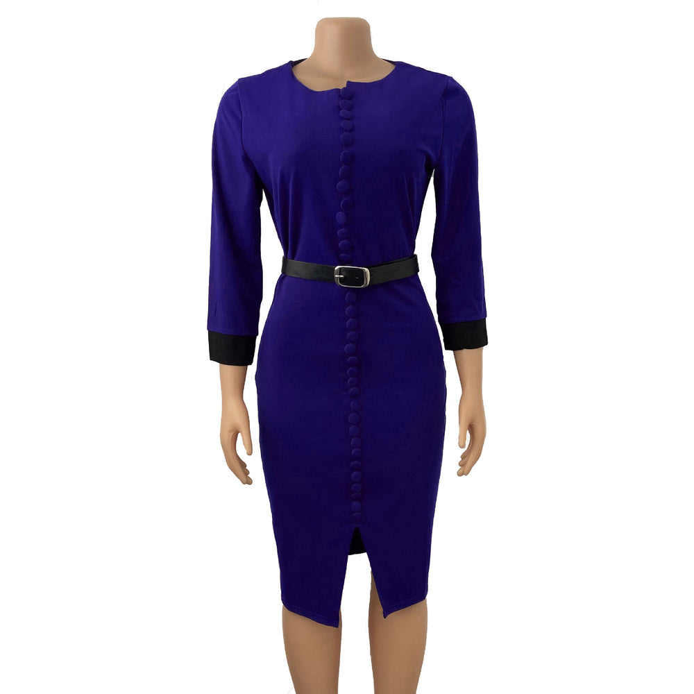 supply of african summer women's clothing new arrival elastic dresscontrast color one-row button slit fashiondress