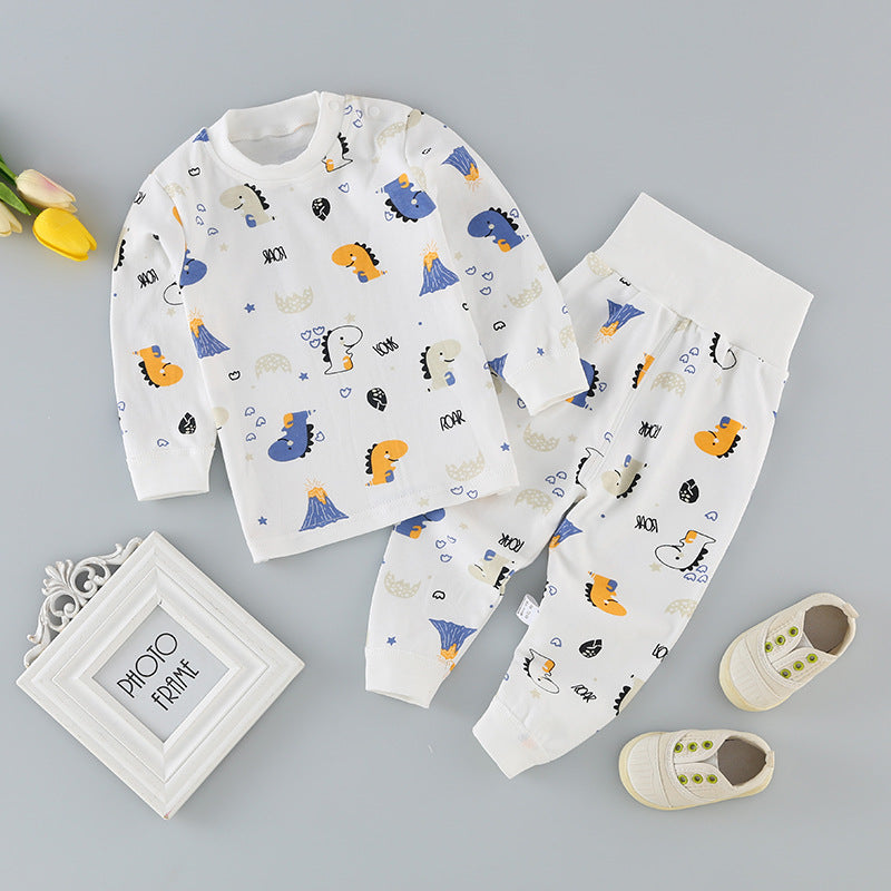 Wholesale baby high-waisted thermal underwear set, newborn bodysuit, 0-3 years old kids' clothes, boys' and girls' thermal underwear