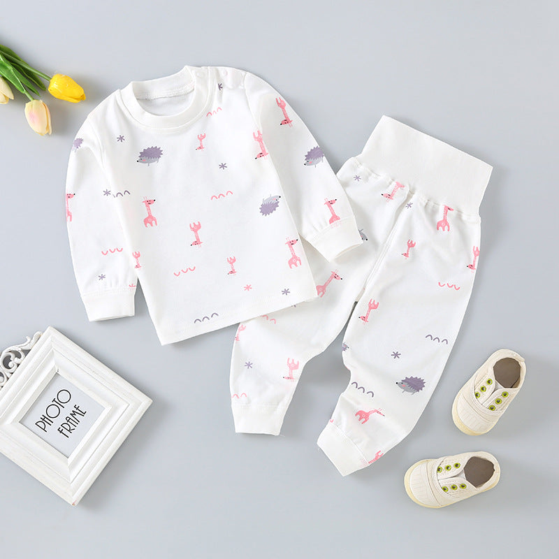 Wholesale baby high-waisted thermal underwear set, newborn bodysuit, 0-3 years old kids' clothes, boys' and girls' thermal underwear