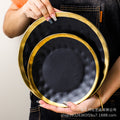 Ins ceramic plate gold rim western food plate household fruit porcelain plate scandinavian bowl plate tableware suit plate black gold