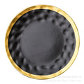 Ins ceramic plate gold rim western food plate household fruit porcelain plate scandinavian bowl plate tableware suit plate black gold