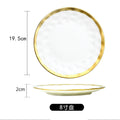 Ins ceramic plate gold rim western food plate household fruit porcelain plate scandinavian bowl plate tableware suit plate black gold