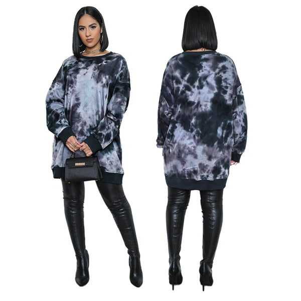 H178  supply, European and American fashion casual tie-dye printing women's casual home hip-wrap dress, sweater skirt