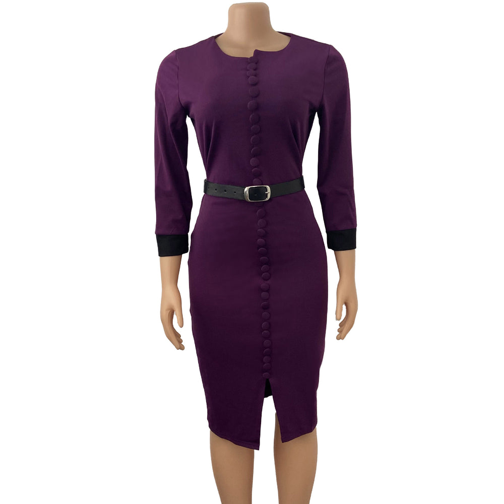 supply of african summer women's clothing new arrival elastic dresscontrast color one-row button slit fashiondress