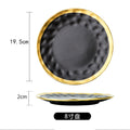 Ins ceramic plate gold rim western food plate household fruit porcelain plate scandinavian bowl plate tableware suit plate black gold