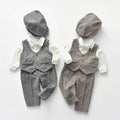 Children's spring outfit set: korean style long-sleeved gentleman's suit for boys, first birthday party dress, export quality, toddler and child sizes, class a