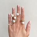 Pearl ring set wholesale - european & american cross-border fashion jewelry - smooth joint ring - versatile open-ended gold-plated finger ring for women