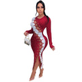 Amazon  european and american women's winter long dress sexy slim fit tie-up hollow-out high elasticity ribbed dress