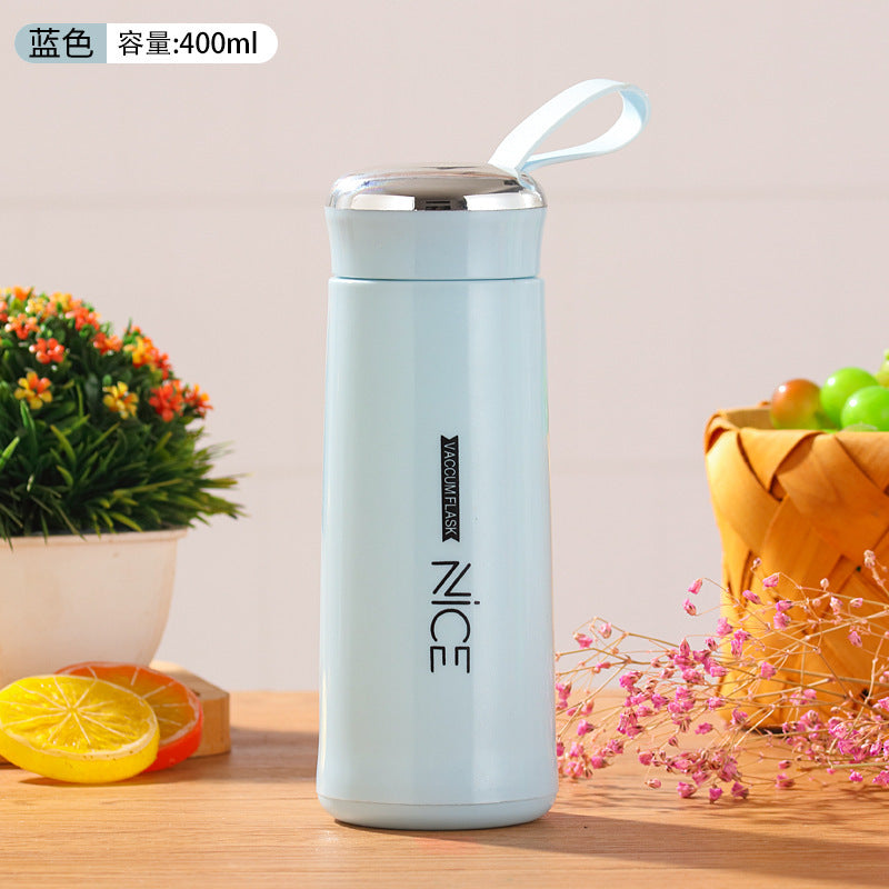 Stylish nice cup - custom printed logo pattern plastic shell double-walled glass water bottle - promotional advertising cup - small gift cup