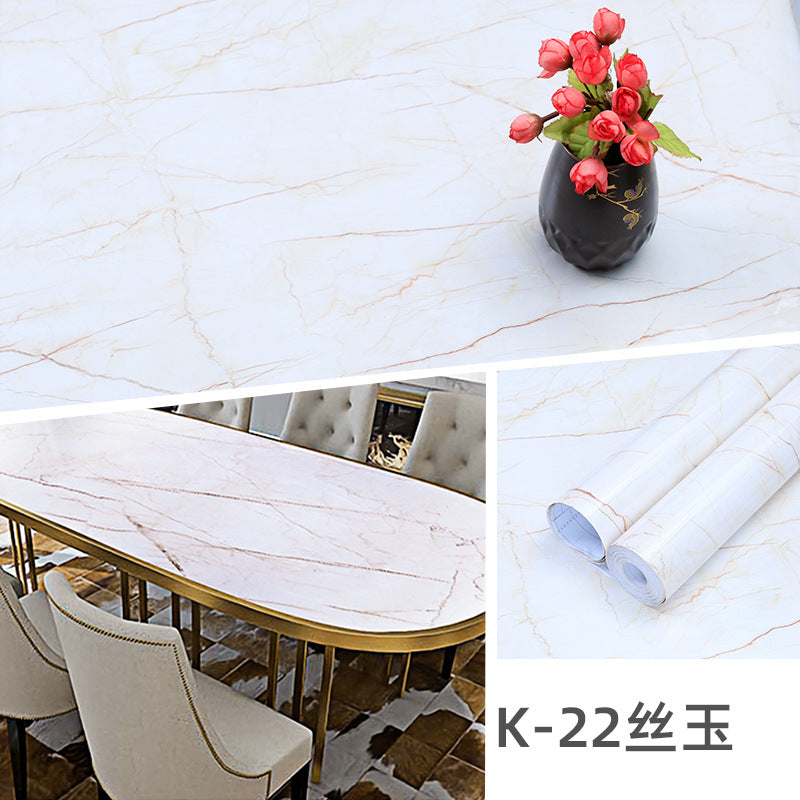 Cross-border Supply Desktop Stickers Marble Wallpaper Self-Adhesive Kitchen Oil-proof Stickers Furniture Renovation Stove Cabinet Stickers