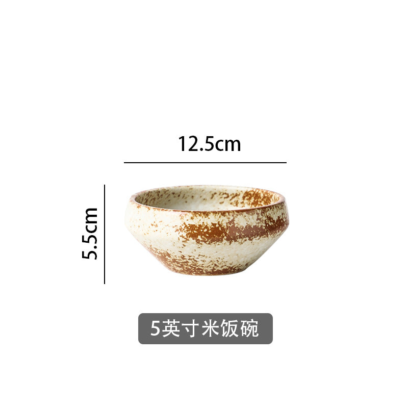 Japanese retro dinnerware set - vintage bowls and plates for home use - ceramic light luxury trendy cups and saucers - factory wholesale