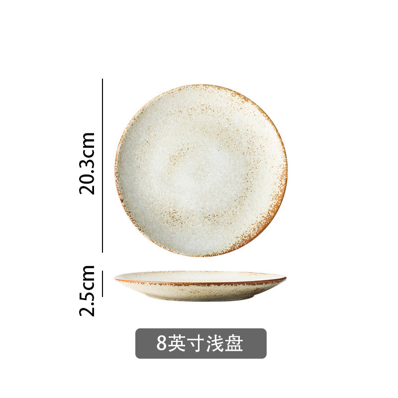 Japanese retro dinnerware set - vintage bowls and plates for home use - ceramic light luxury trendy cups and saucers - factory wholesale