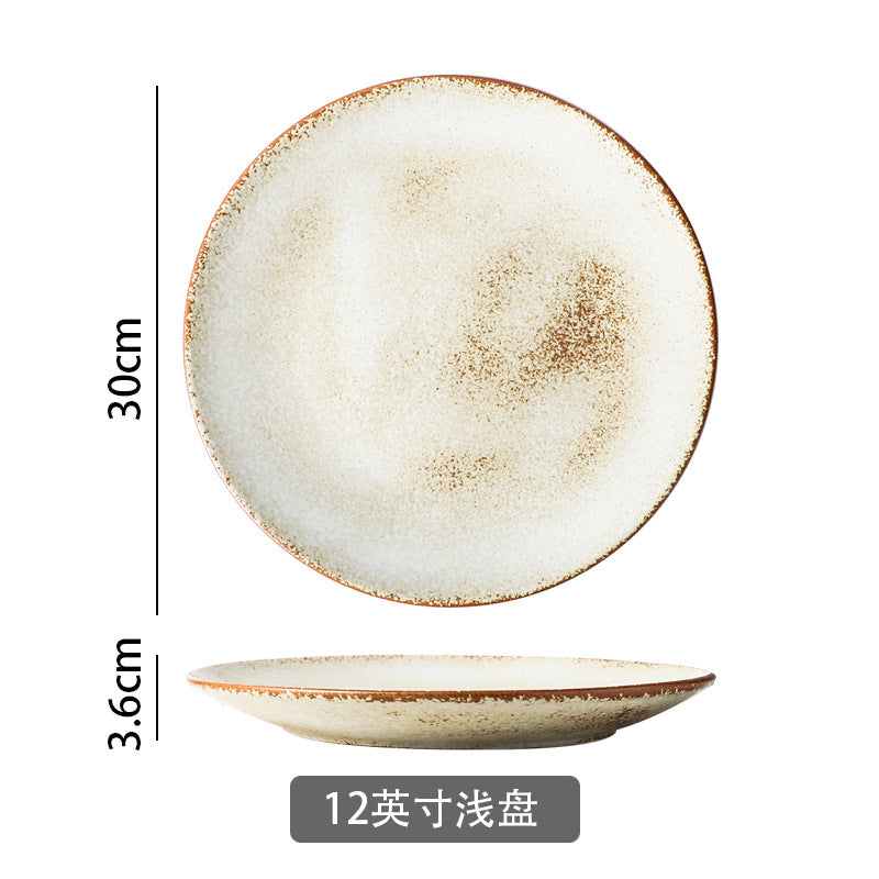 Japanese retro dinnerware set - vintage bowls and plates for home use - ceramic light luxury trendy cups and saucers - factory wholesale