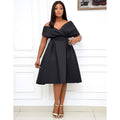 independent station new arrival african plus size women's short-sleeved v neck off-shoulder large swing evening dress dress fashiondress