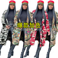 S3726 european and american style long casual fashion camouflage print patchwork jacket for women