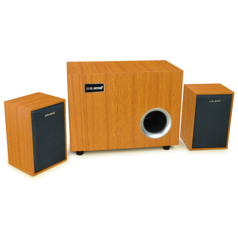 Jt083 wired computer speakers - home desktop/laptop small speakers - wooden subwoofer - dropshipping available