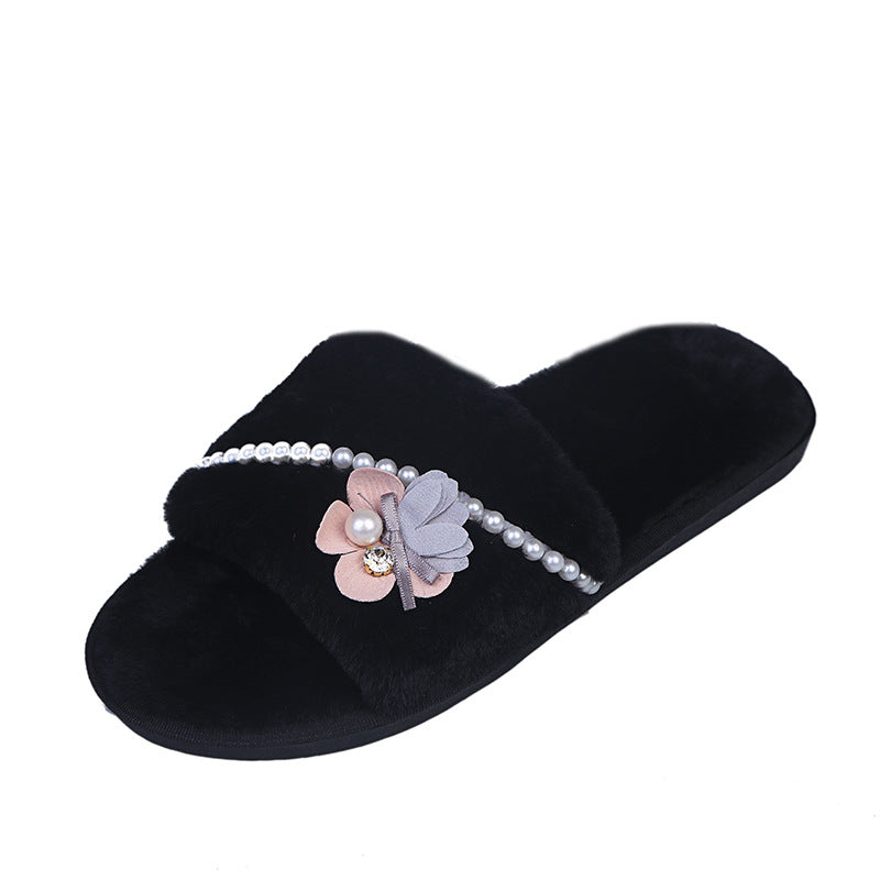 Winternew arrivalk-style stuffed cotton slippers for women thick sole indoor flower for home home sandals and slippers wholesale
