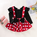 new girls' skirt set: solid color flutter sleeve top + polka dot suspender skirt - wholesale & dropshipping available