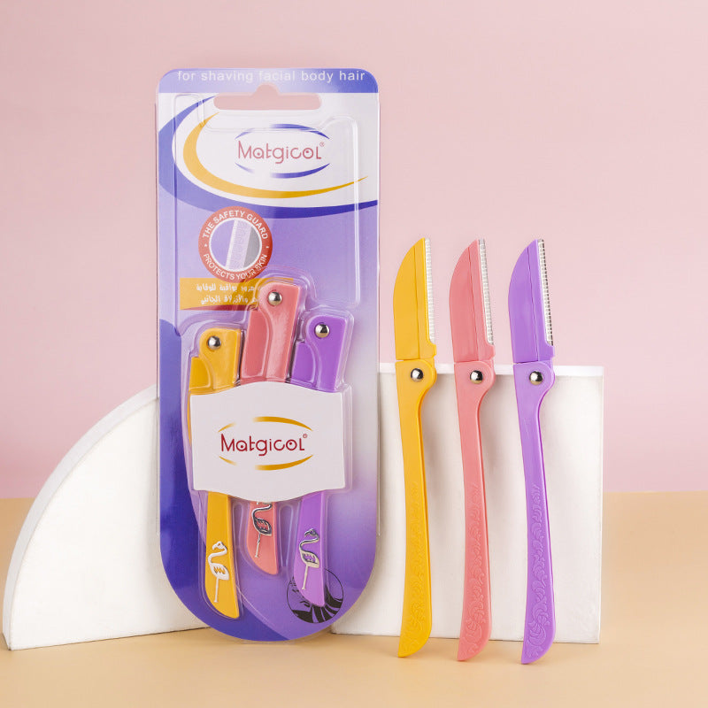 New women's portable folding eyebrow razor - safe eyebrow shaping tool for makeup, perfect for cross-border e-commerce