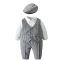 Children's spring outfit set: korean style long-sleeved gentleman's suit for boys, first birthday party dress, export quality, toddler and child sizes, class a