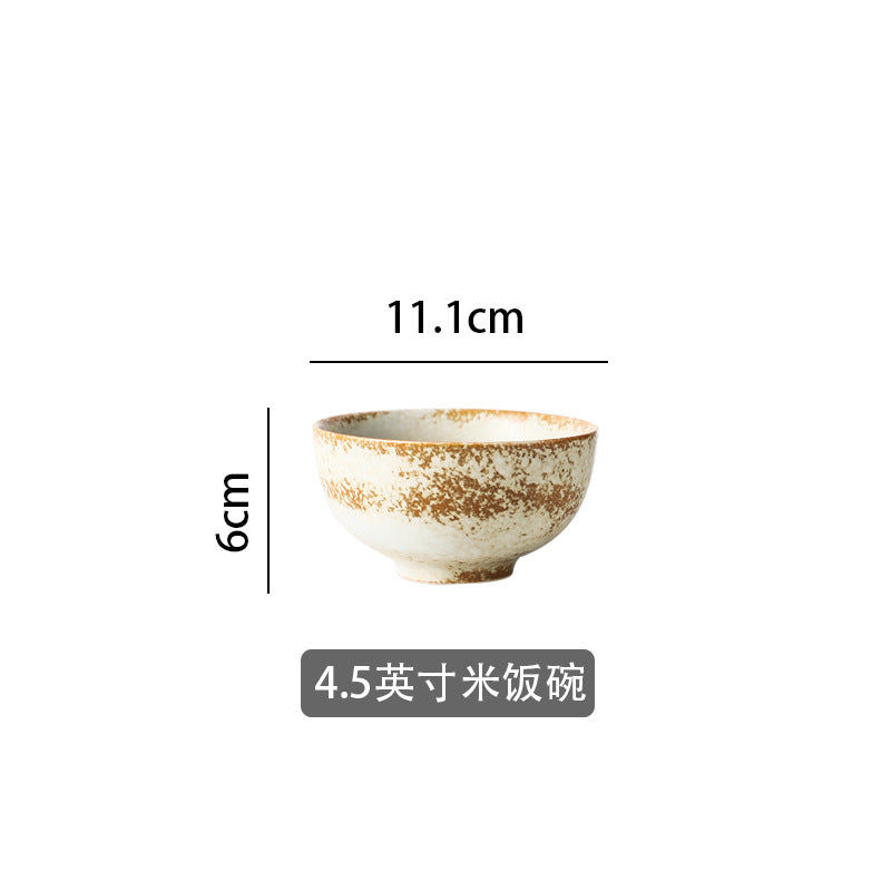 Japanese retro dinnerware set - vintage bowls and plates for home use - ceramic light luxury trendy cups and saucers - factory wholesale