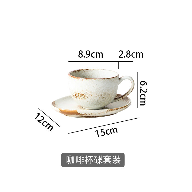 Japanese retro dinnerware set - vintage bowls and plates for home use - ceramic light luxury trendy cups and saucers - factory wholesale