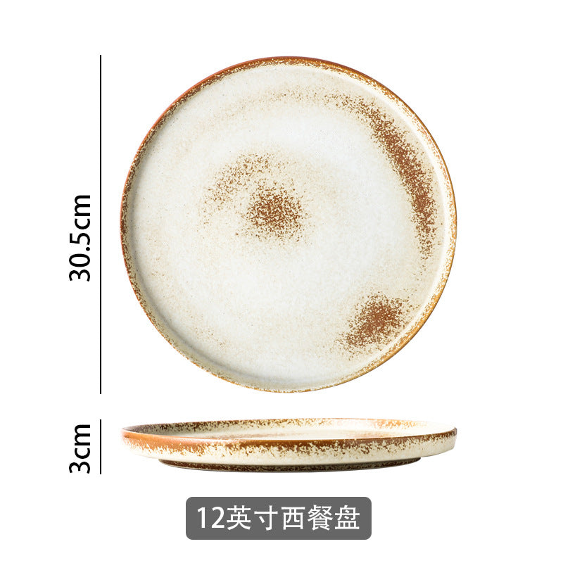 Japanese retro dinnerware set - vintage bowls and plates for home use - ceramic light luxury trendy cups and saucers - factory wholesale