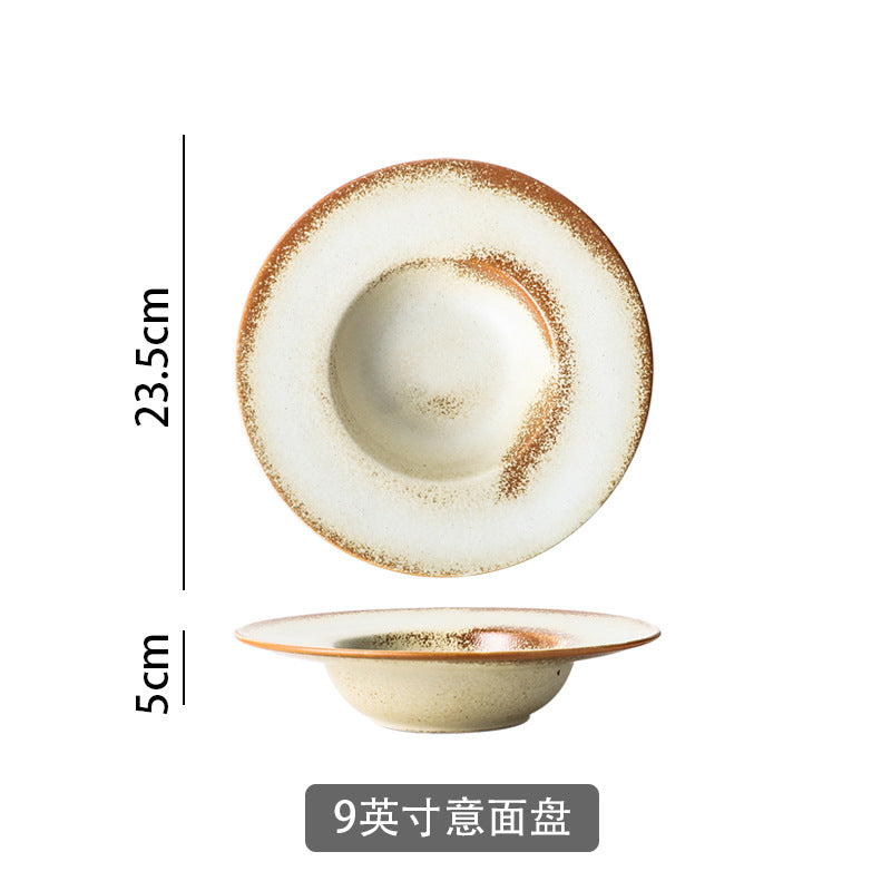 Japanese retro dinnerware set - vintage bowls and plates for home use - ceramic light luxury trendy cups and saucers - factory wholesale