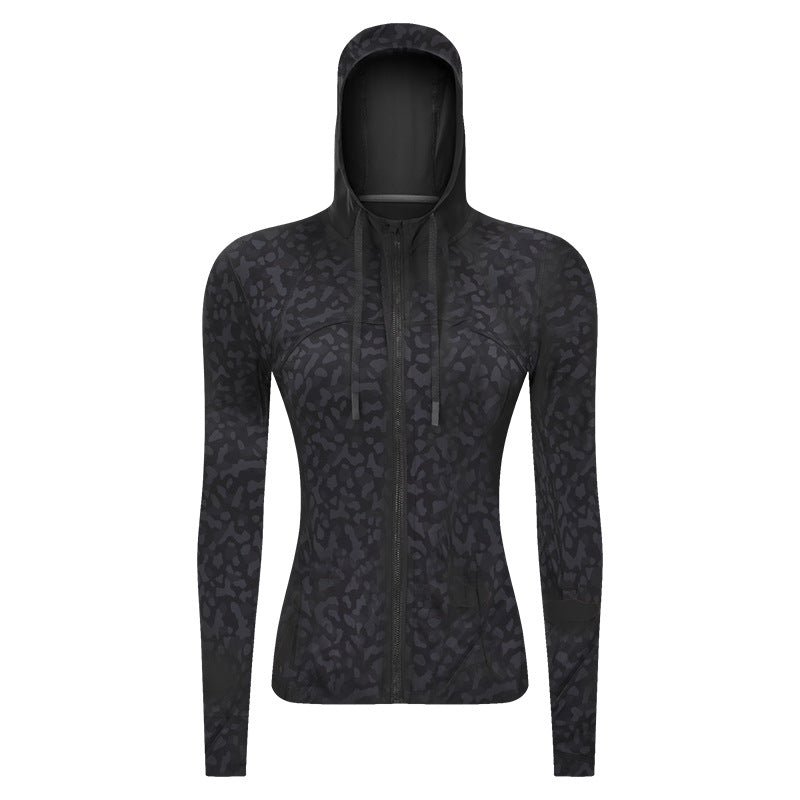 new women's activewear hooded jacket - slim fit, shaping, stretchy running zip-up yoga top s2088