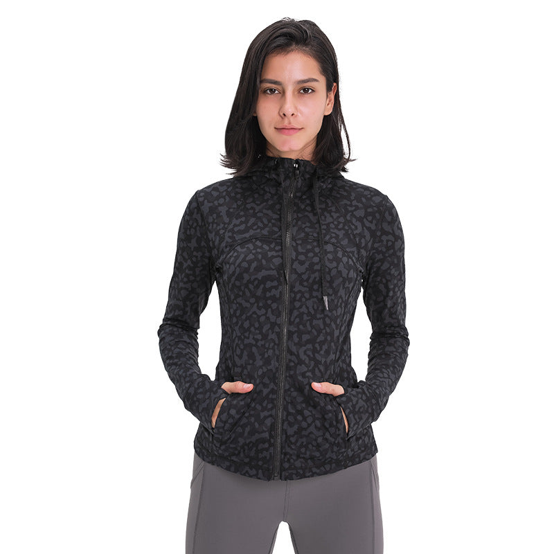 new women's activewear hooded jacket - slim fit, shaping, stretchy running zip-up yoga top s2088