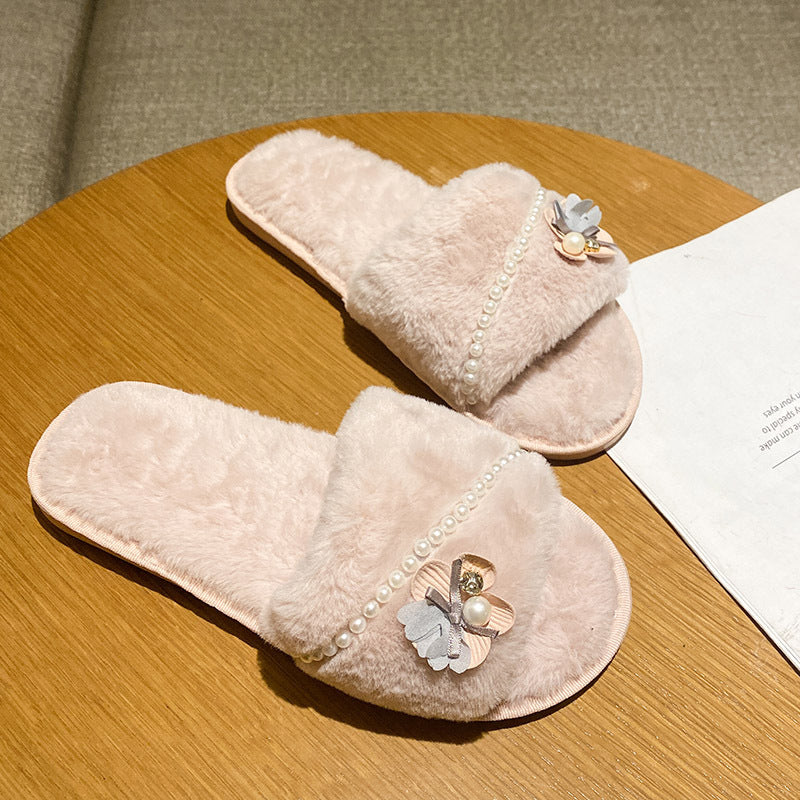 Winternew arrivalk-style stuffed cotton slippers for women thick sole indoor flower for home home sandals and slippers wholesale