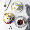 Coffee cup and saucer set with spoon, iron stand, ceramic creative office coffee cup and saucer set, restaurant afternoon tea tableware, nordic style