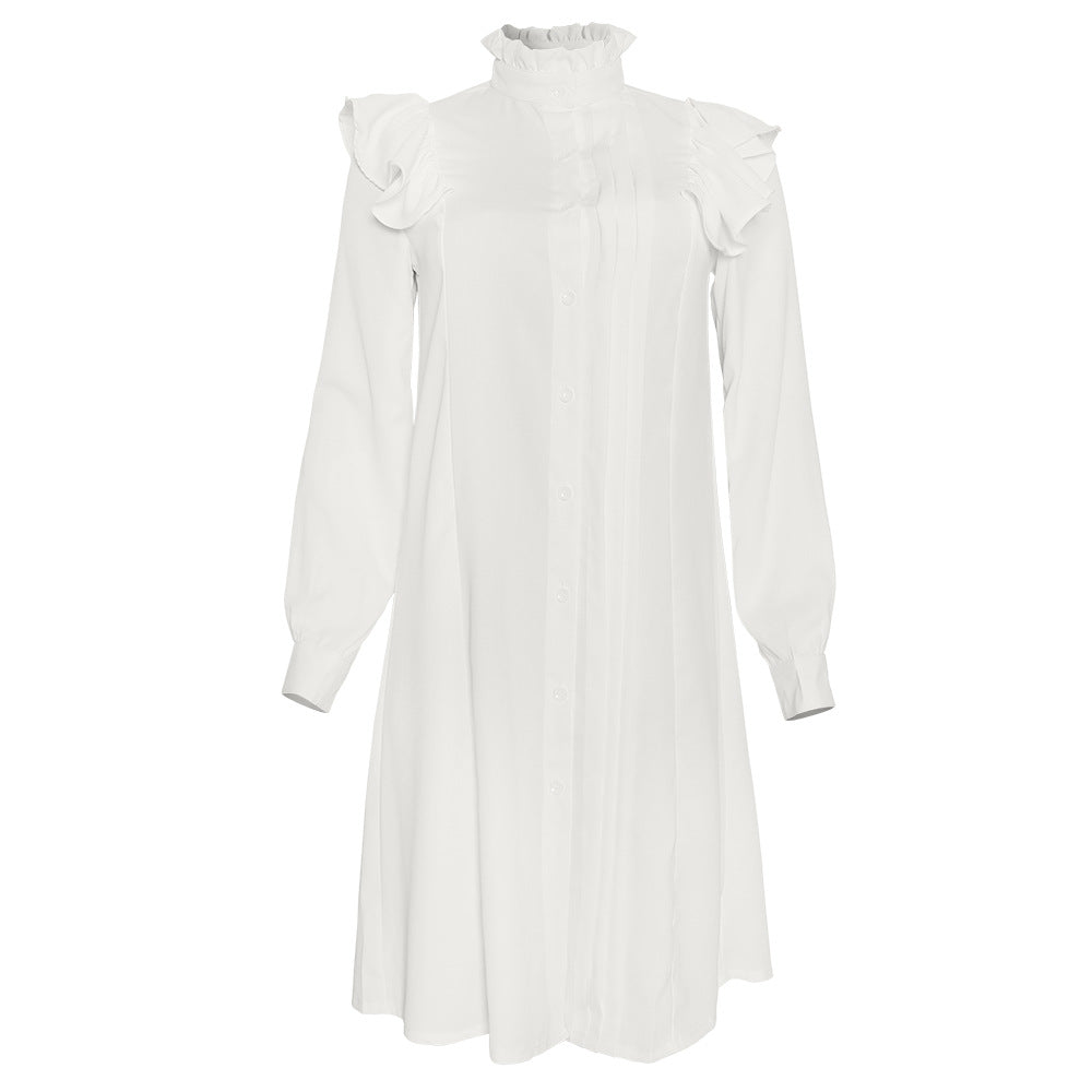 Aliexpress   plus size african women's clothing ruffle stand collar shirt dress
