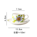 Coffee cup and saucer set with spoon, iron stand, ceramic creative office coffee cup and saucer set, restaurant afternoon tea tableware, nordic style