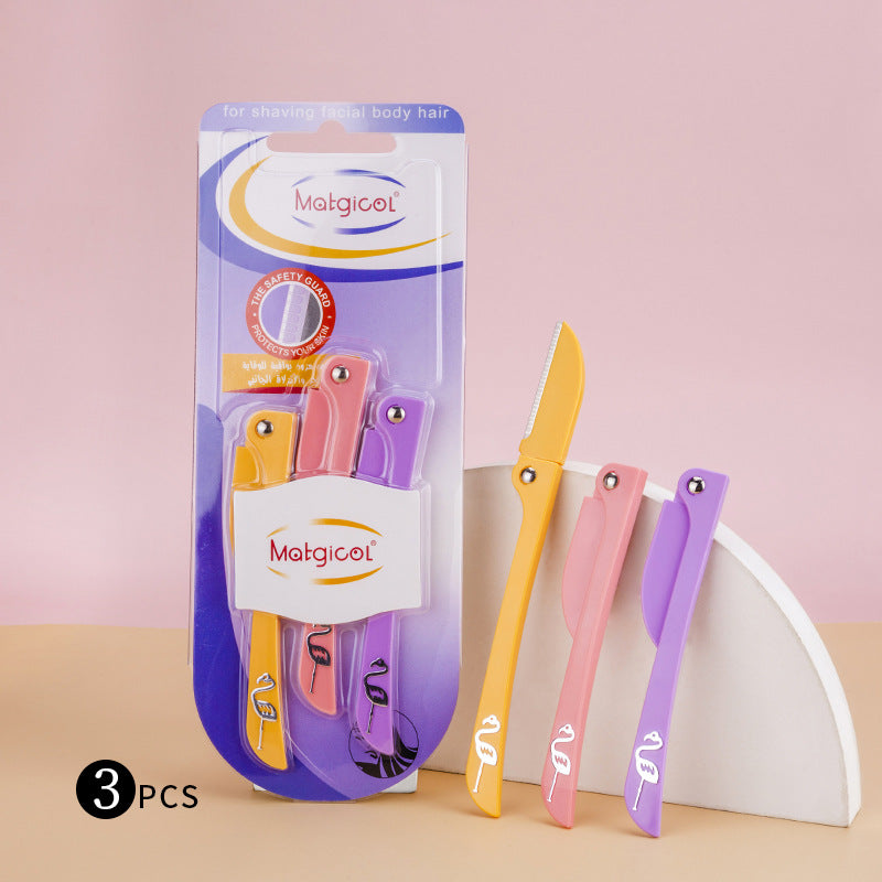 New women's portable folding eyebrow razor - safe eyebrow shaping tool for makeup, perfect for cross-border e-commerce