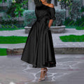 summer new cross-border e-commerce  european and american style women's one-shoulder tie-waist midi dress/midi skirt