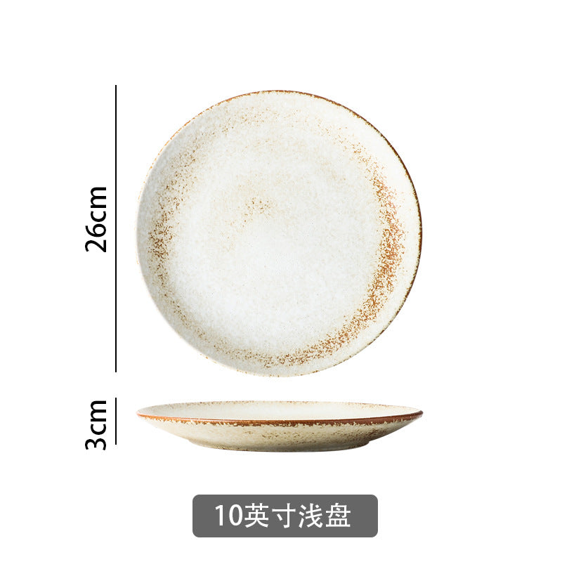 Japanese retro dinnerware set - vintage bowls and plates for home use - ceramic light luxury trendy cups and saucers - factory wholesale